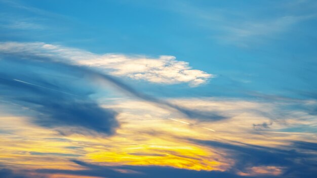 Colorful clouds in the sky at sunset