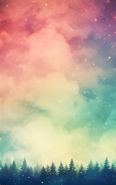 A colorful clouds and stars