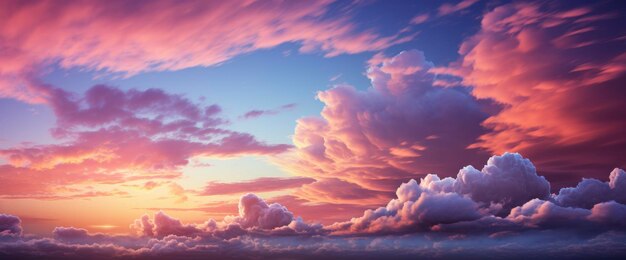 カラフルな雲の空 夕暮れのグラディエント 背景の色 バナー HD