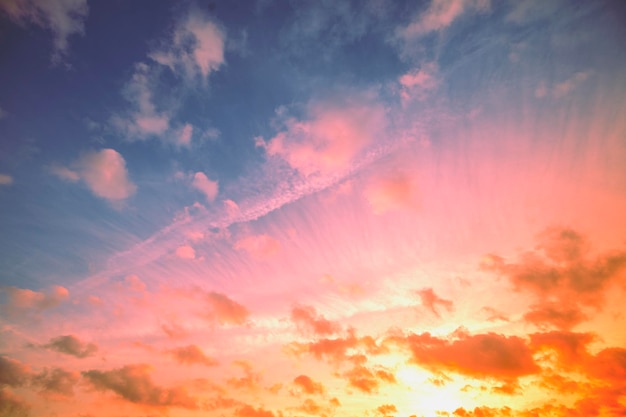 Colorful cloudy sky at sunset Gradient color Sky texture Abstract nature background