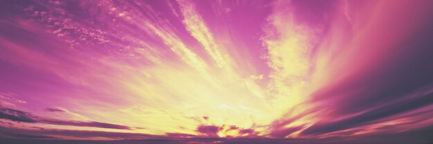 Colorful cloudy sky at sunset Horizontal banner
