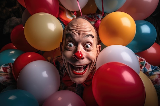 colorful clown Illustration of a happy clown playing with balloons at a children's birthday party