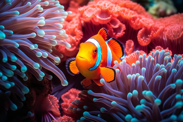 Colorful Clownfish Amidst Vibrant Coral Reefs