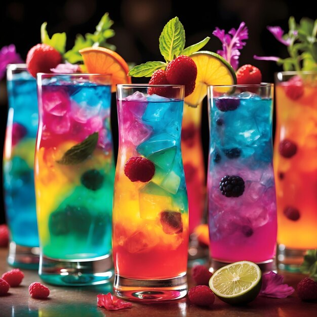 Colorful Club Cocktails Vibrant and Delicious