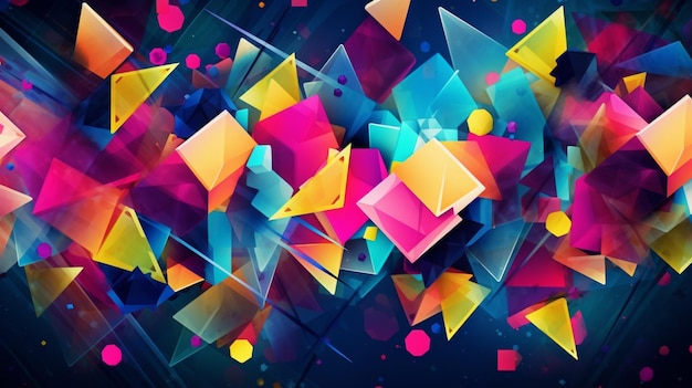 Colorful cmyk geometric shapes triangle pattern design wallpaper image AI generated art