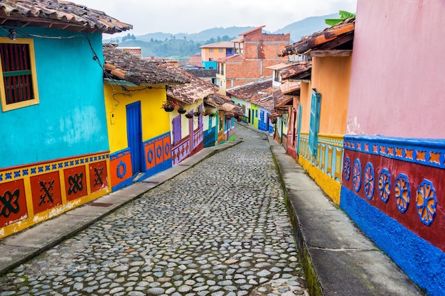 Colorful cobblestone stree