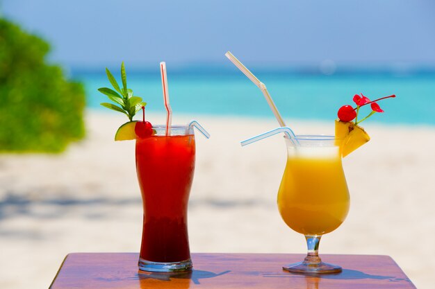 Colorful cocktail beverage on the beach