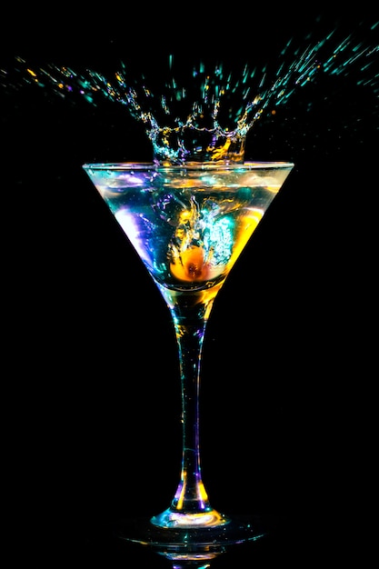 Colorful cocktail in a martini glass