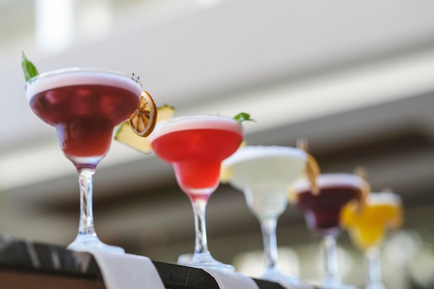 Colorful cocktails at a celebration