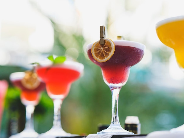 Colorful cocktails at a celebration