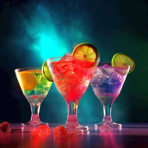 Colorful cocktails drink