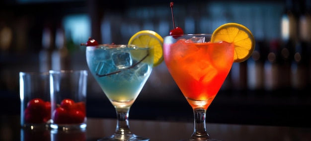 Colorful cocktails on the table