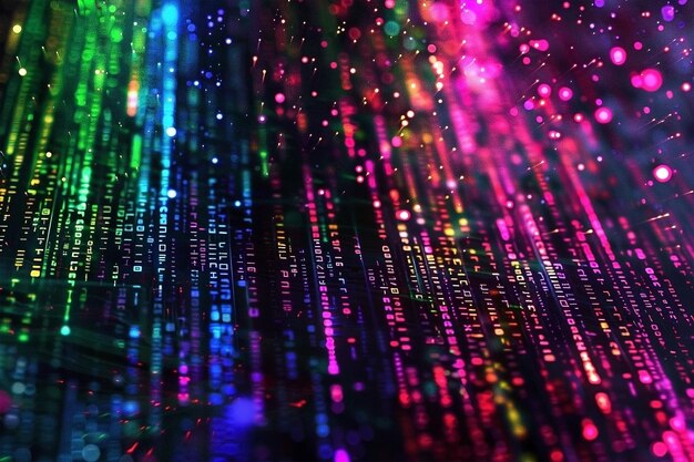 colorful code lines on black background displayed on computer screen