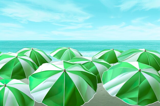 Photo colorful collection of beach umbrellas hd 8k wallpaper stock photographic image