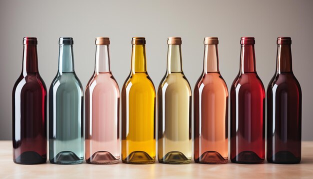 Photo a colorful collection of bottles refreshing drinks for celebration generated by ai