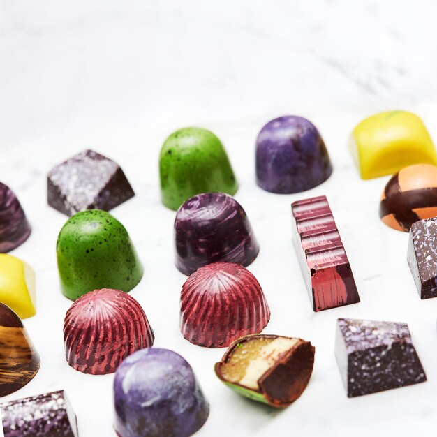 Colorful collection of chocolate candies