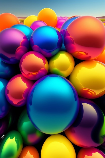 Красочная коллекция разноцветных стеклянных шариков