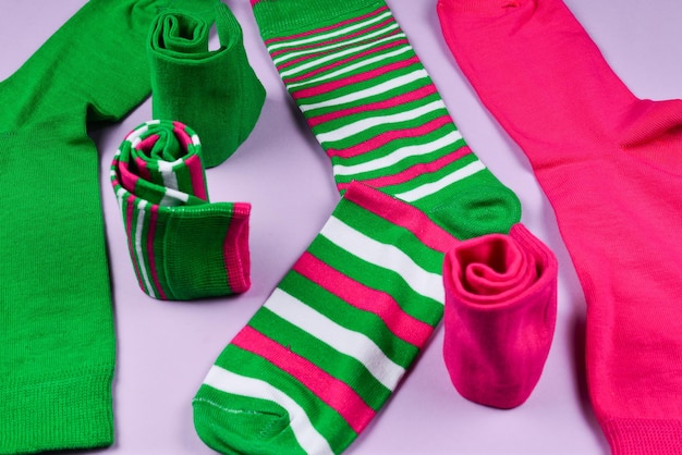 Colorful collection of cotton socks.