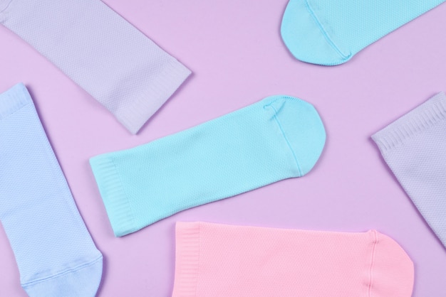 Colorful collection of cotton socks.