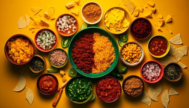 A colorful collection of spices and herbs for healthy cooking generated by ai