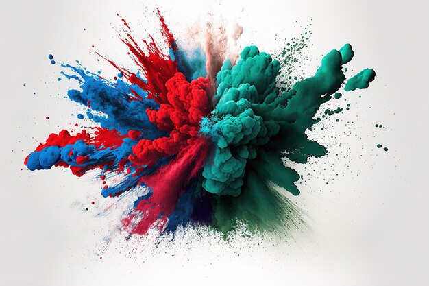 Colorful color paint powder explosion on isolated studio background Generation AI