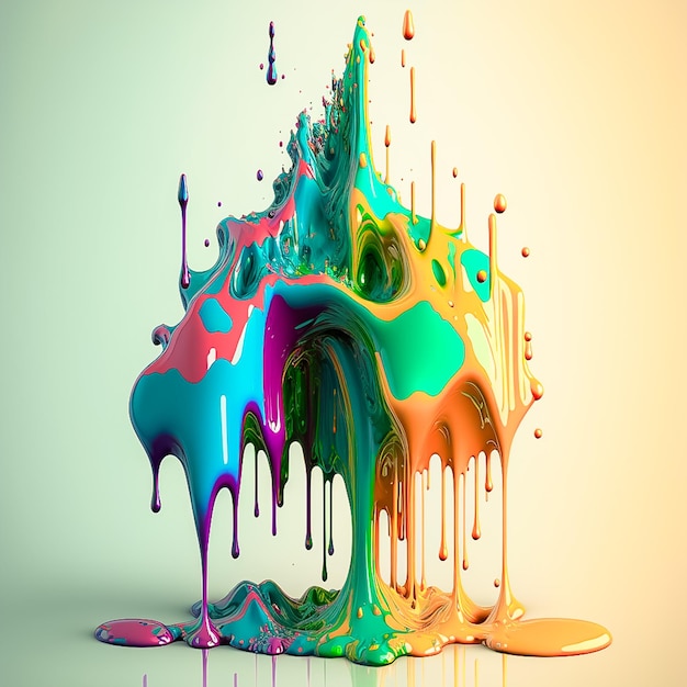 Colorful color water drop explosion mushroom dripping paint splash Ai generated