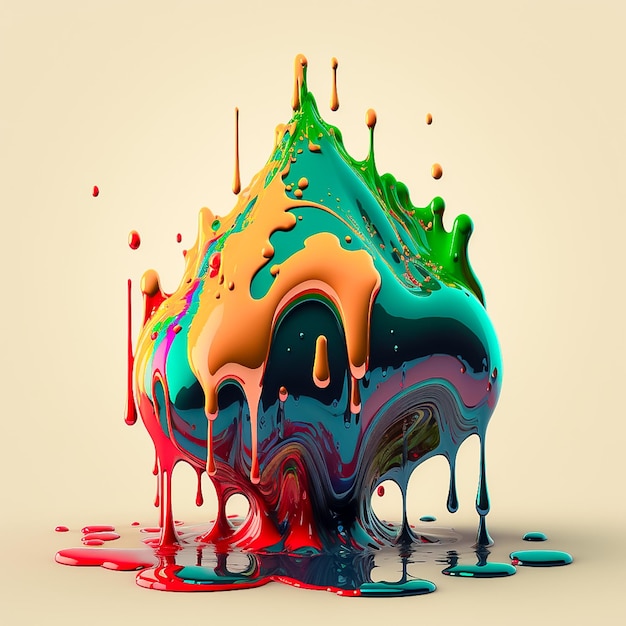 Colorful color water drop explosion mushroom dripping paint splash Ai generated