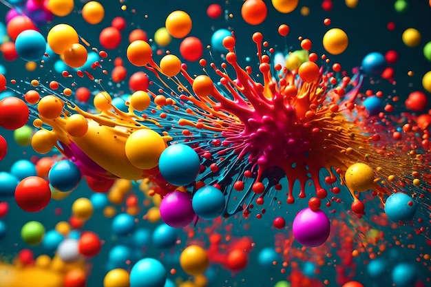 A colorful, colorful, and colorful series of balls of multicolored candy are floating in a pool of water