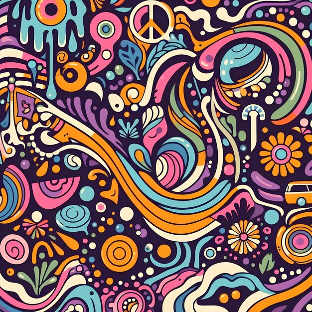 a colorful colorful illustration with the word peace on it