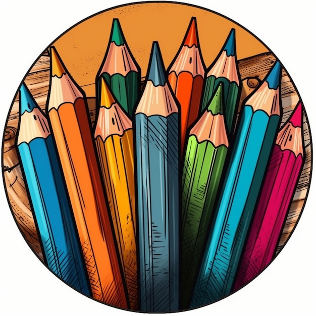 Photo colorful coloring pencils bright