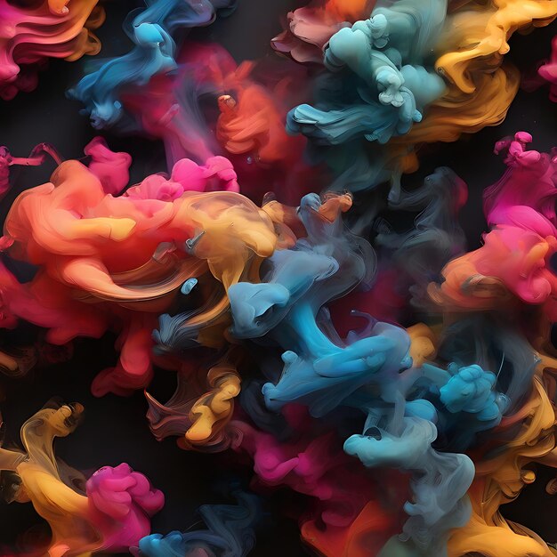 colorful colorsplash like smoke on dark solid background AI