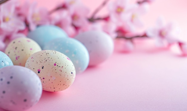 Photo colorful coloured easter eggs are shown on a pink background