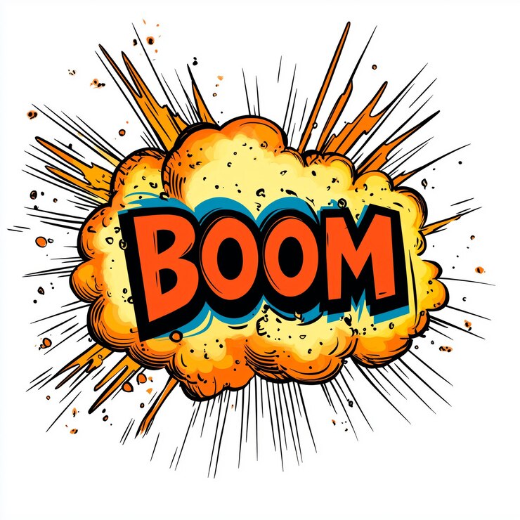 Photo colorful comic bubble style with the word boom illustration of boom bubble isolated