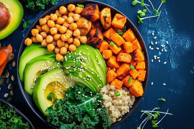 Colorful Composition of a Healthy Vegan Meal