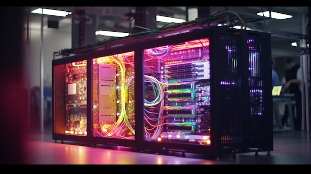 Photo a colorful computer case sitting on top of a table