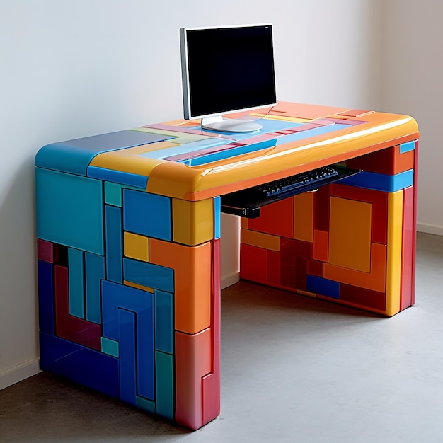 Photo colorful computer desk