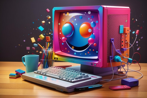 Photo colorful computer happy