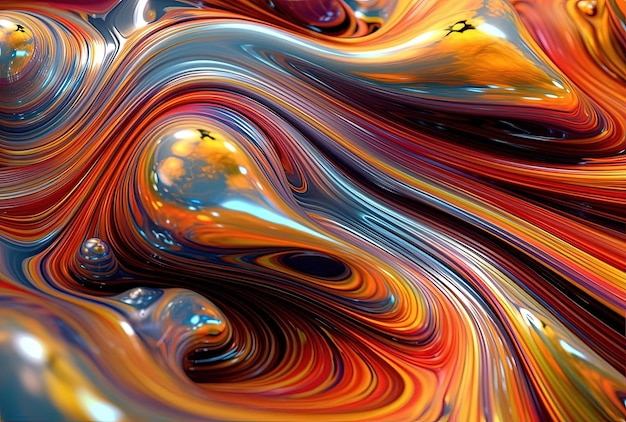 a colorful computer rendered abstract painting in the style of liquid metal