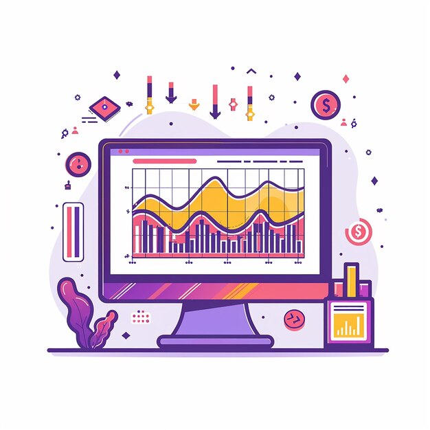 A colorful computer screen with a diagram of a graph on it | Premium AI ...