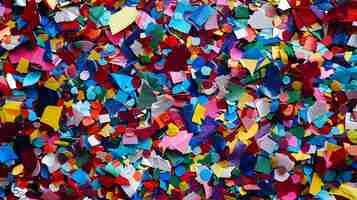 Photo colorful confetti background closeup of a pile of multicolored confetti great for use as a background for any prazdnicnoe meropriatie