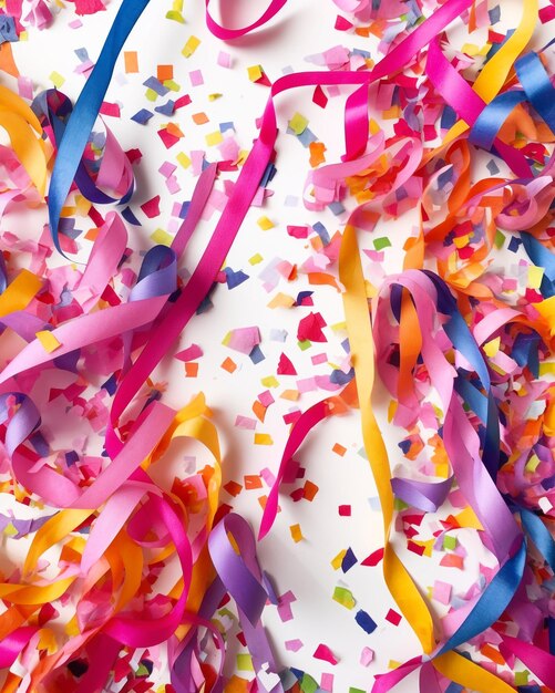 Colorful confetti background top view