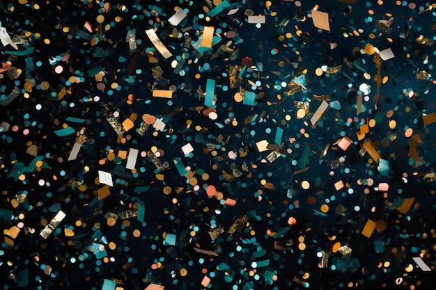 Colorful confetti on a black background Festive background