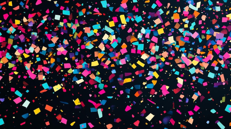 Photo colorful confetti on black background
