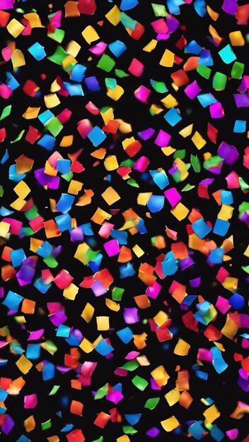 Colorful confetti on a black background