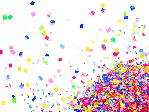 Photo colorful confetti and curling streamers on white background free image downloaded