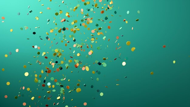 Photo colorful confetti on a green background