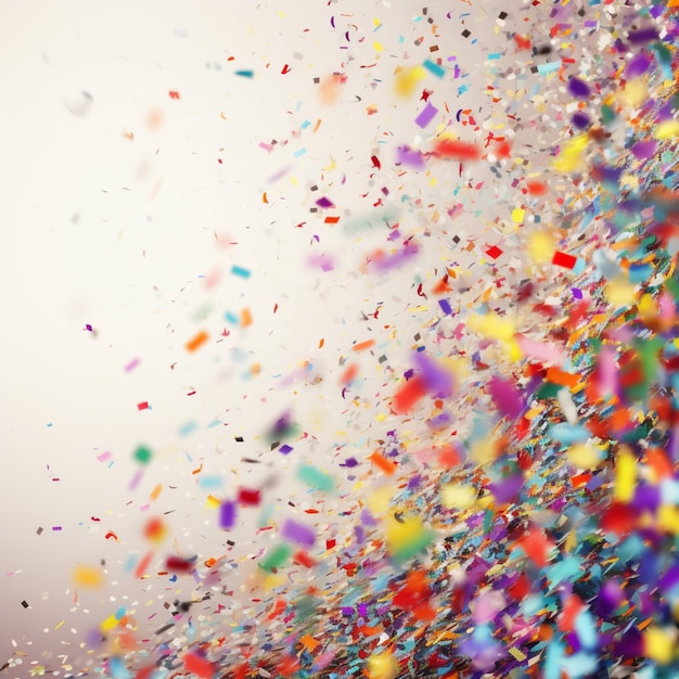 A colorful confetti is flying in the air.