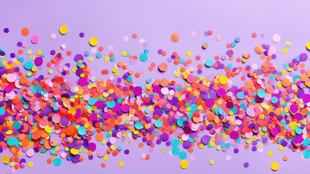 Colorful confetti on purple background