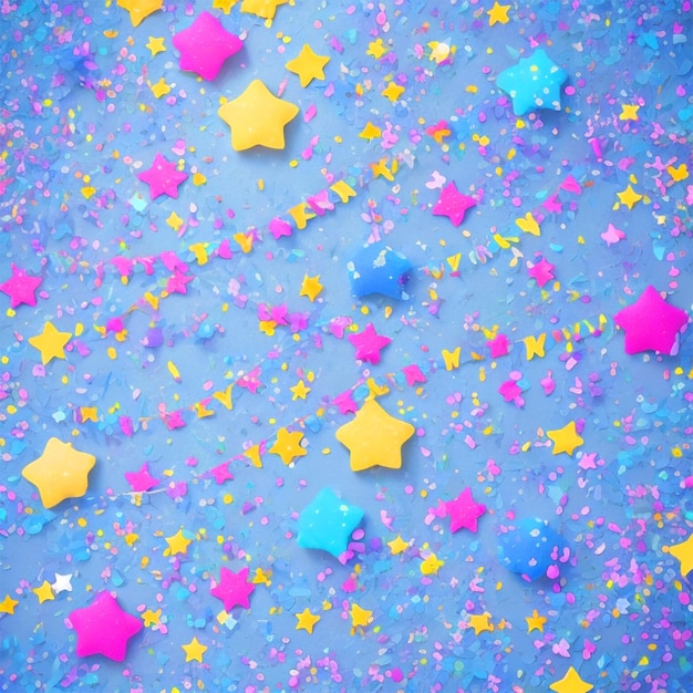 Colorful confetti stars on background