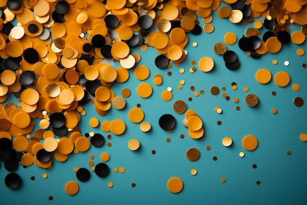 Photo colorful confetti on a yellow background